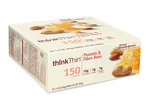 thinkThin Protein and Fiber Bars, Honey Drizzle Peanut, 10 Count