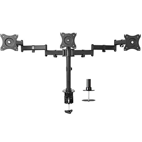 VIVO Triple Monitor Adjustable Heavy Duty Mount, Articulating Stand for 3 LCD Screens up to 24 inches STAND-V003M