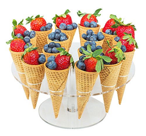 Jusalpha Clear Acrylic Ice Cream Cone/Sushi Hand roll Stand Holder 16 - Capacity (16)