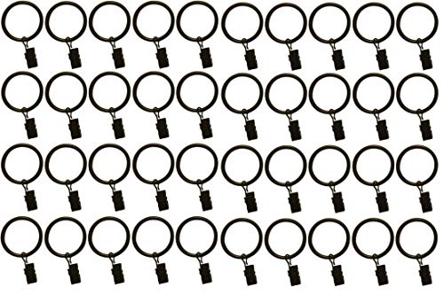 Book Cover 1.5-inch, Set of 40, Black - Metal Curtain Rings with Clips and Eyelets â€“ TEJATAN (Also Known as Rings with Curtain Clips/Curtain Clip Rings/Drapery Rings/Drapery Clip Rings)