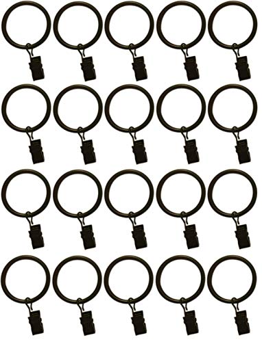 Book Cover TEJATAN 1.5-inch Metal Curtain Rings with Clips and Eyelets (20, Black)