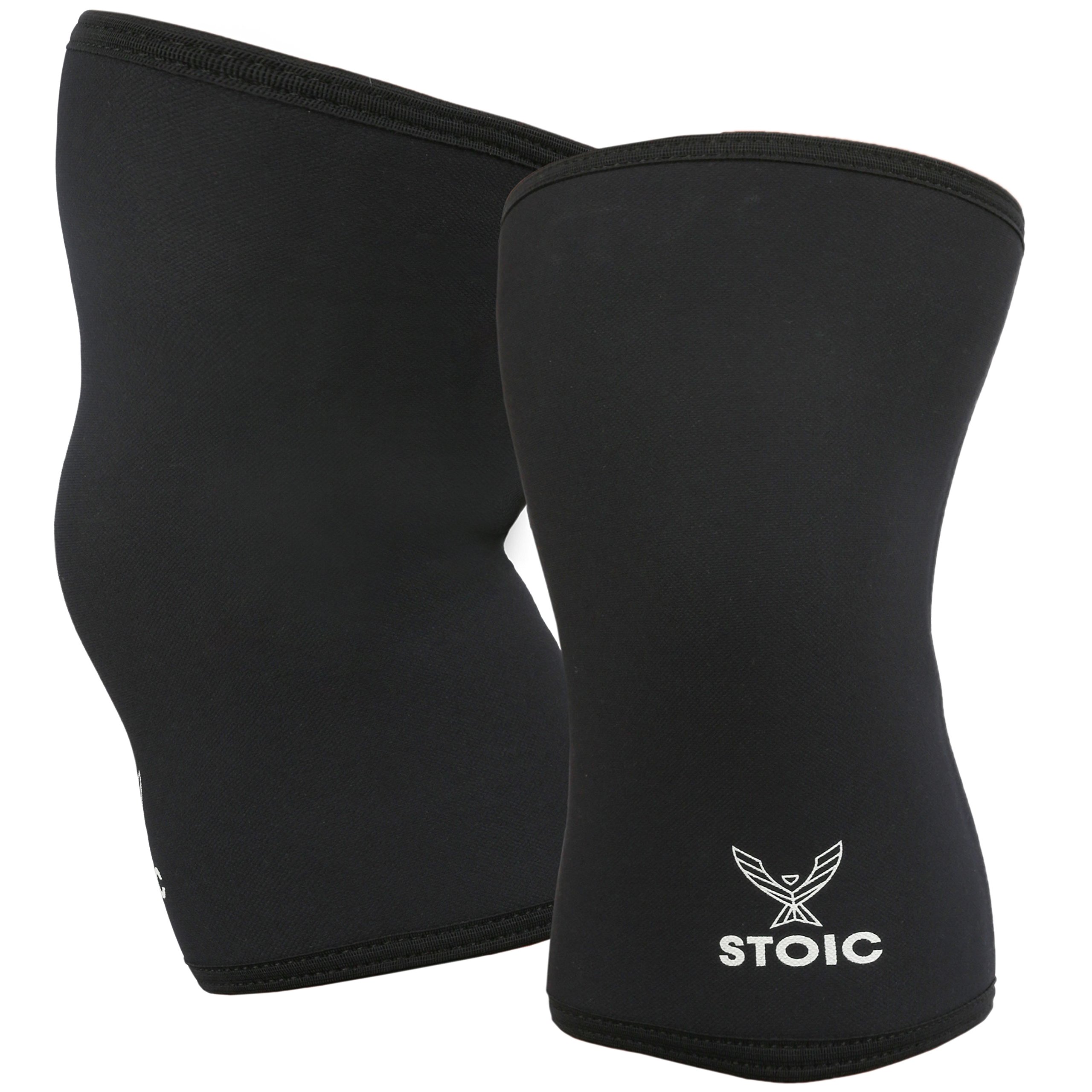 Stoic Knee Sleeves for Powerlifting - 7mm Thick Neoprene Sleeve for Bodybuilding, Weight Lifting Best for Squats, Cross Training, Strongman Professional Quality & Ultra Heavy Duty (Pair) (Large) Large (39.5-42 CM) Black