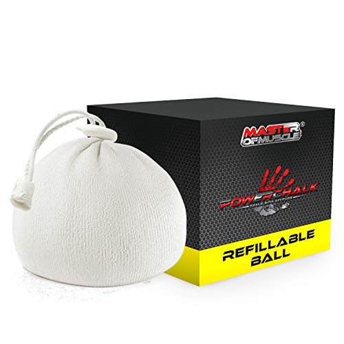 REFILLABLE Chalk Bag, Chalk Ball - Ideal for Rock Climbing, Weight Lifting, Gym, Workout, Gymnastics and Powerlifting - Workout eBook for Elite Lifting Techniques (White)