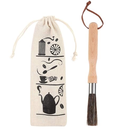 Funey Coffee Grinder Cleaning Brush, Heavy Wood Handle & Natural Bristles Wood Dusting Espresso brush Accessories for Bean Grain Coffee Tool Barista Home Kitchen