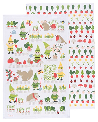 Book Cover Now Designs Kitchen Dishtowels, Set of Two, Gnome Sweet Gnome PRNT, 2 Count