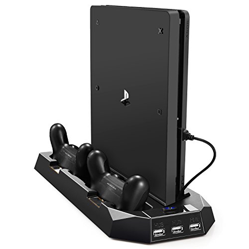 Book Cover PECHAM Vertical Stand Dual Micro USB Charging Station with Cooling Fans for Playstation 4 by PECHAM