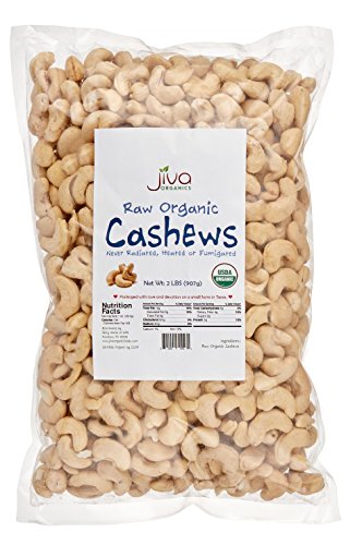 Book Cover Raw Organic Cashews 2 lb Bag - by Jiva Organics (100% Pure Whole Nuts, Unsalted)