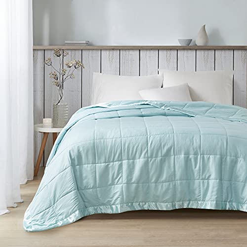 Book Cover Madison Park - MP51-2607 Down Alternative Blanket Hypoallergenic 3M Scotchgard Stain Resistant Bedroom Bedding, Oversized Twin, Cambria Aqua