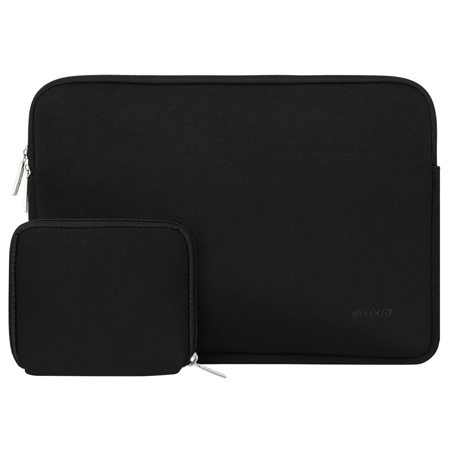 Book Cover MOSISO Laptop Sleeve Compatible with MacBook Air/Pro, 13-13.3 inch Notebook, Compatible with MacBook Pro 14 inch 2023-2021 A2779 M2 A2442 M1, Neoprene Bag with Small Case, Black 13.3 inch Black