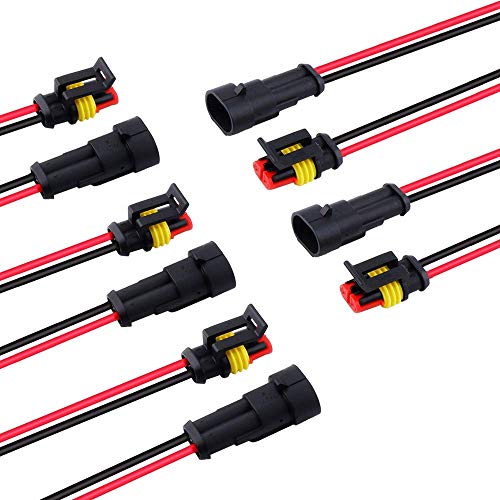2 Wire Connector, MUYI 5 Kit Electric Connector 18 AWG Connectors Waterproof Electrical Connector 1.0mmÂ² Wire Harness 1.5mm Series Terminal