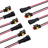 MUYI 5 Kit 2 Pin Way 16 AWG Waterproof Connector Wire 1.5mm Series Terminal Connector Black