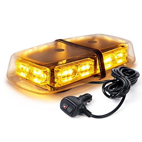 Xprite Amber Yellow 36 LED 18 Watts Hign Intensity Law Enforcement Emergency Hazard Warning LED Mini Bar Strobe Light with Magnetic Base