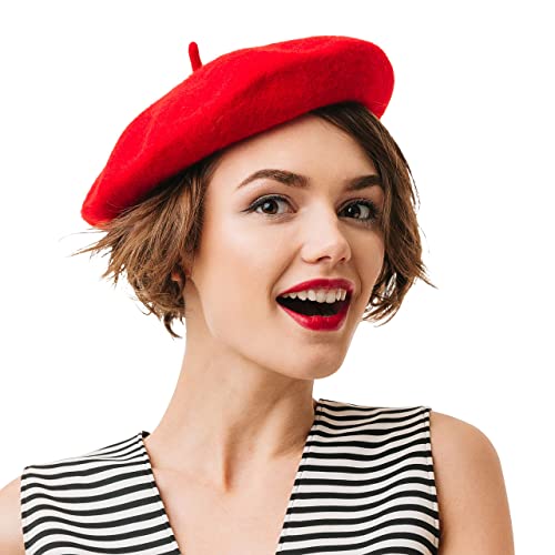 Kangaroo Wool Red Beret Hat- French Beret