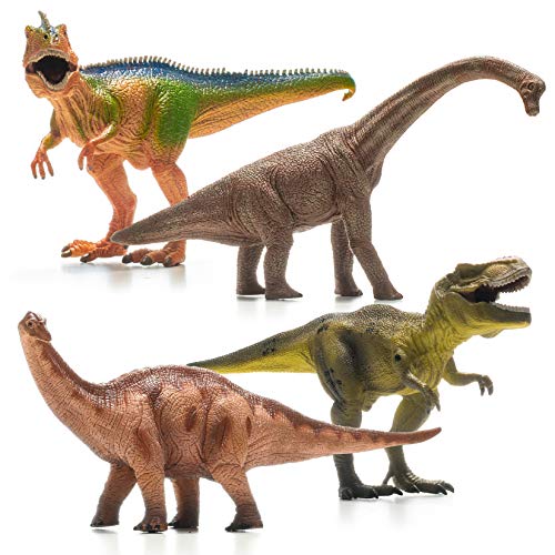 Book Cover PREXTEX 13” Realistic Looking Dinosaurs Pack of 4 Jumbo Plastic Assorted Dinosaur Figures