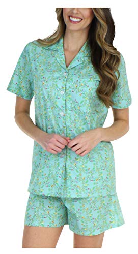 Sleepyheads Women's Sleepwear Cotton Short Sleeve Button-Up Top and Shorts Pajama Set