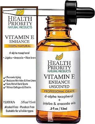 Book Cover Organic Vitamin E Oil for Skin & Scars. Small Batch, All Natural Vitamin E Serum Hand Made in South Carolina Using Sunflower Oil. Nourish & Repair with Our Anti Aging Serum. (Unscented 0.5 Fl Oz)