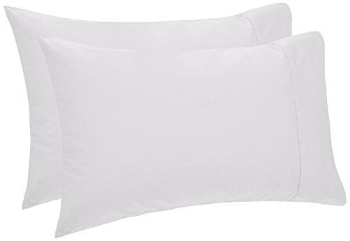 Book Cover Pinzon 400 Thread Count Egyptian Cotton Sateen Hemstitch Pillow Cases - Set of 2, Standard, White