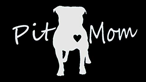 Book Cover Bluegrass Decals Pit Bull Pit Mom Pitbull Dog Decal Sticker (White, 7.5