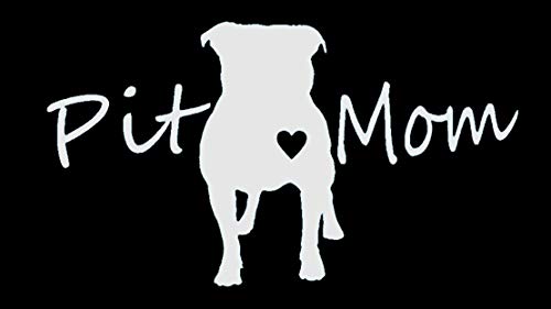 Bluegrass Decals Pit Bull Pit Mom Pitbull Dog Decal Sticker (White, 7.5")