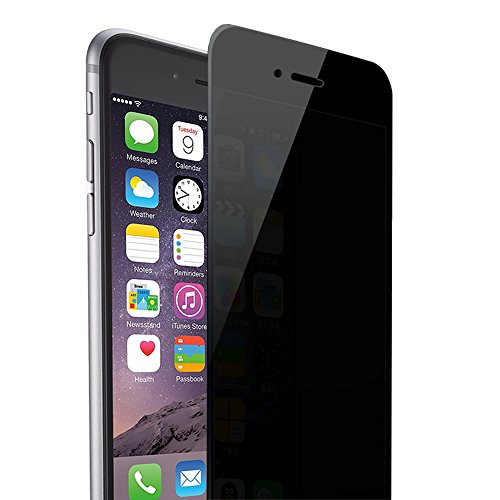 Skylarking iPhone 6 6S Privacy Anti-Spy Tempered Glass Full Screen Protector Ballistics 0.3mm 9H Hardness Anti shatter Anti Scratch Fingerprint, Bubble Free Black as Mirror (iPhone 6 6s)