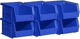 Akro-Mils 30210 AkroBins Plastic Storage Bins, Space-Saving Stackable Bins for Garage, Pantry, Craft Organization, 5" x 4" x 3", Blue, 6-Pack