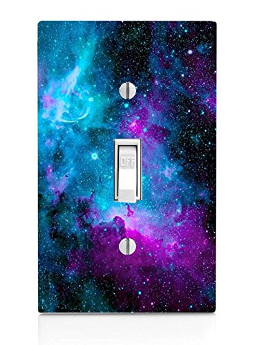 Book Cover Trendy Accessories Decorative Nebula Galaxy Space Design Pattern Print Image Light Switch Wall Plate Cover (NOT A Decal) Actual Printed Outlet Cover