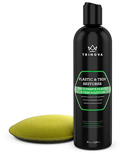 Book Cover TriNova Plastic & Trim Restorer - Shines & Darkens Worn Out Plastic, Vinyl & Rubber Surfaces - Protects Cars & Motorcycles from Rain, Salt & Dirt - Prevent Fading - 8 OZ