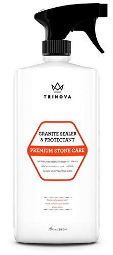 TriNova Granite Sealer & Protector - Best Stone Polish, Protectant & Care Product - Easy Maintenance for Clean Countertop Surface, Marble, Tile - No Streaks, Stains, Haze, or Spots - 18 OZ