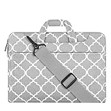 Mosiso Quatrefoil Style Fabric Laptop Sleeve Case Cover Bag with Shoulder Strap for 13-13.3 Inch MacBook Pro, MacBook Air, Notebook Computer, Gray