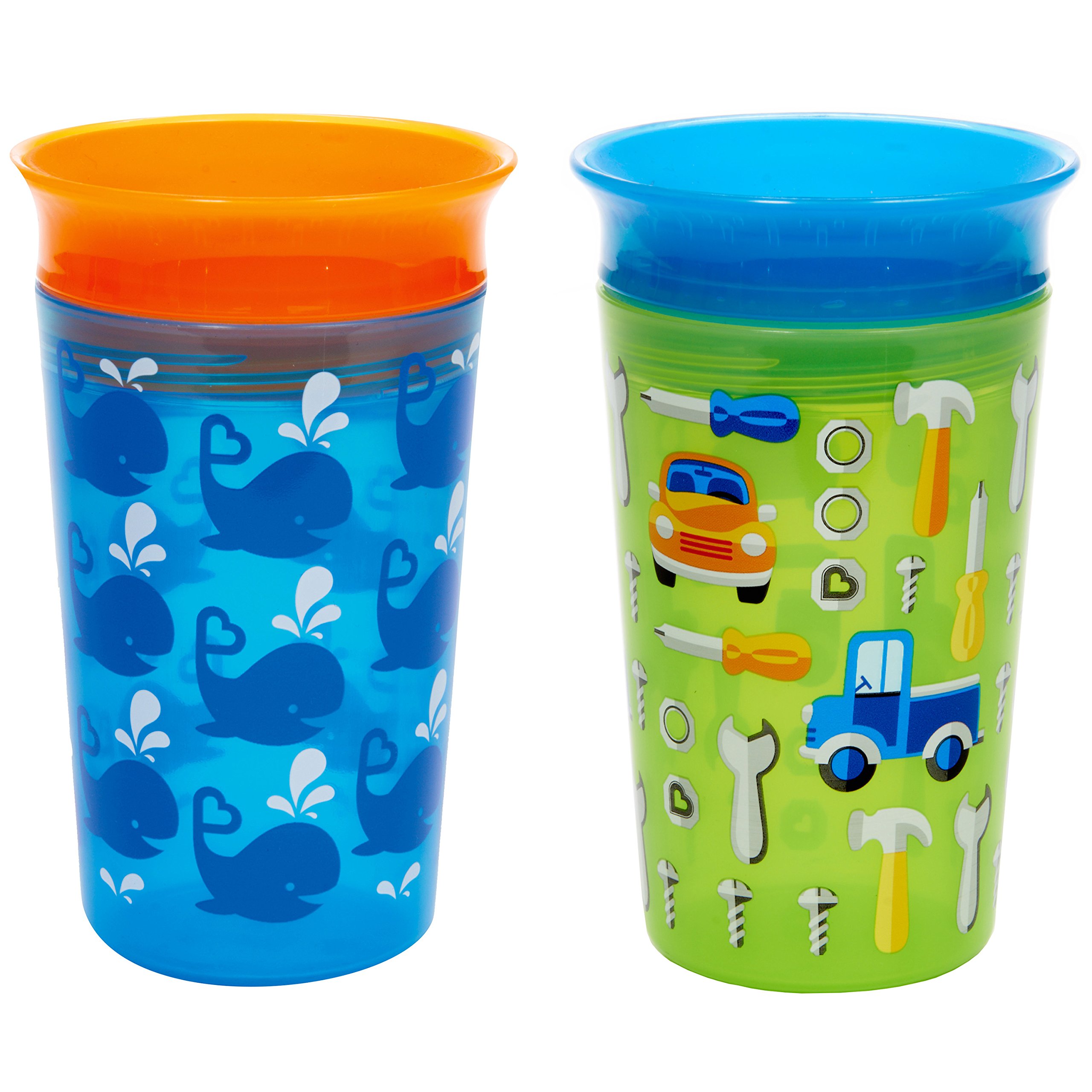 Book Cover Munchkin Miracle 360 Sippy Cup, Blue/Green, 2 Count