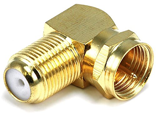 Monoprice 106775 F Type Right Angle Female to Male Adapter, Gold Plated (2 Pack)