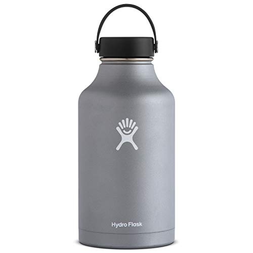 Hydro Flask Water Bottle - Stainless Steel & Vacuum Insulated - Wide Mouth with Leak Proof Flex Cap - 64 oz, Graphite