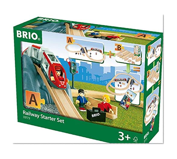 BRIO World - 33773 Railway Starter Set | Complete 26 Piece Toy Train Set with Accessories and Wooden Tracks | Perfect for Kids Aged 3 and Up - Sustainable Wood Green Edition