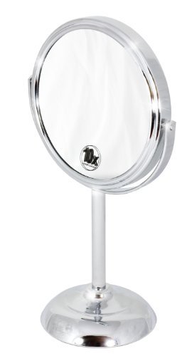 Book Cover Decobros 6-inch Tabletop Two-Sided Swivel Vanity Mirror with 8x Magnification, 11-inch Height, Chrome Finish by Deco Brothers