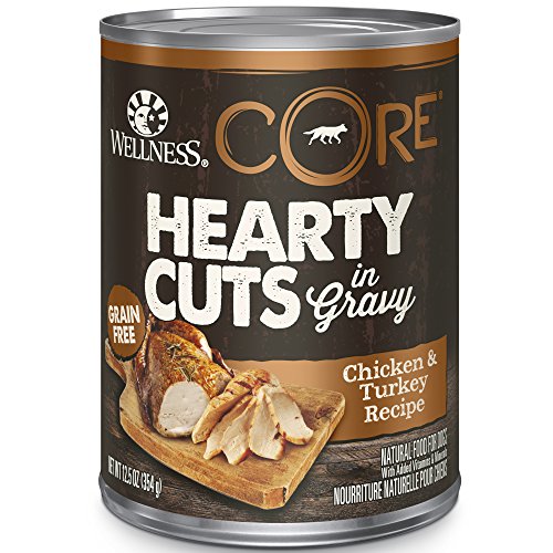Book Cover Wellness Core Hearty Cuts Natural Wet Grain Free Canned Dog Food, Chicken & Turkey, 12.5-Ounce Can (Pack Of 12)