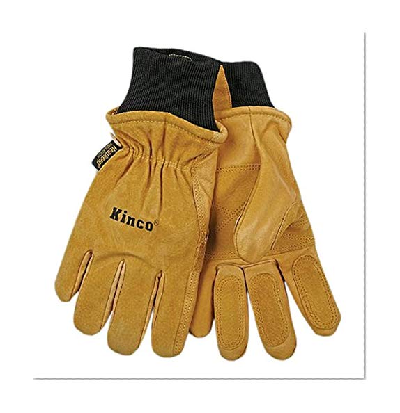 KINCO 901-M Men's Pigskin Leather Ski Glove, Heat Keep Thermal Lining, Draylon Thread, Medium, Golden