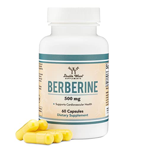 Berberine Supplement 500mg, 60 Capsules (Third Party Tested, Manufactured in The USA, Non-GMO, Gluten Free, Vegan Safe) AMPK Activator - Berberine HCL for Cardiovascular Health by Double Wood