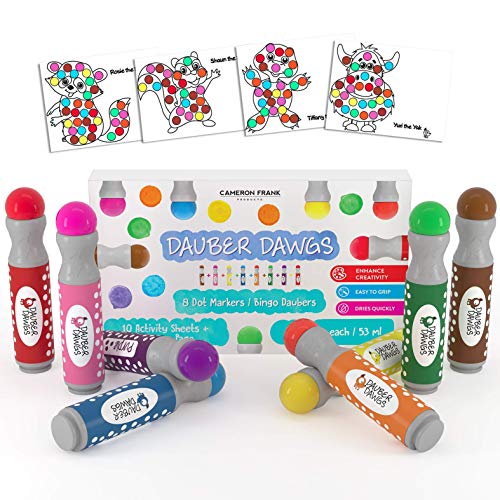 Book Cover Cameron Frank Products Washable Dot Markers/Bingo Daubers Dabbers Dauber Dawgs Kids/Toddlers/Preschool/Children Art Supply 3 Pdf Coloring Ebooks = 100 Activity Sheets to Do!