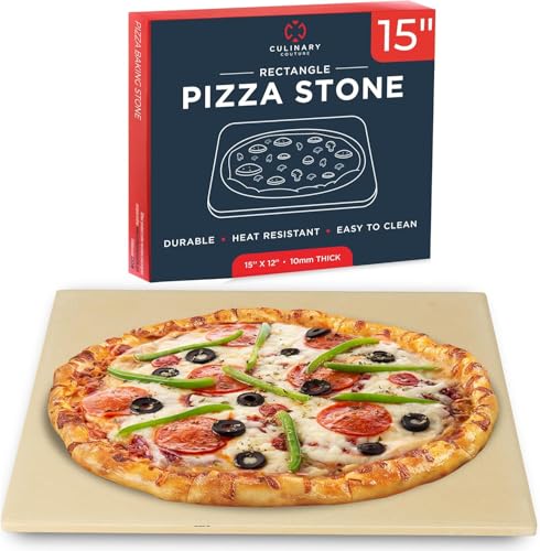 Large Pizza Stone for Oven – 15 x 12 inch Rectangular Pizza Stone for Grill, Even Heating for Perfect Crispy Crusts! Crack Resistant and Easy to Clean, Pizza Making Accessories