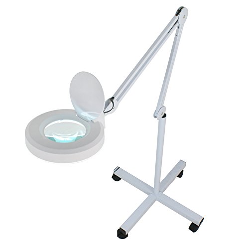 Super Deal Magnifier Lamp 5X Floor Magnifying Lamp - Adjustable Swivel Arm - Daylight Bright - Adjustable Mag Light - Rolling Stand