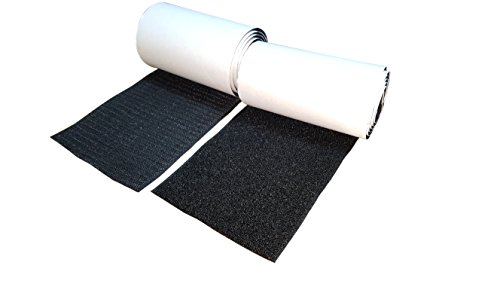 10CM Wide(Approx 4") 1 Meter Long Self Adhestive Hook and Loop Strips Set with Super Sticky Glue Nylon Fabric Fastener Black-Waterproof Adhesive