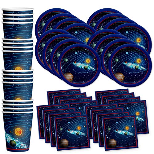 Solar System Outer Space Birthday Party Supplies Set Plates Napkins Cups Tableware Kit for 16 by Birthday Galore