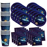 Solar System Outer Space Birthday Party Supplies Set Plates Napkins Cups Tableware Kit for 16