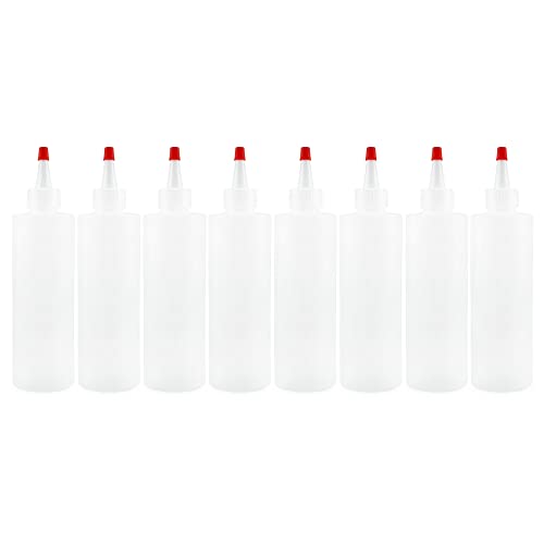 Cornucopia 8oz HDPE Plastic Squeeze Bottles w/Yorker Tips (6-Pack), Empty Refillable Bottles for Arts, Crafts & Kitchen (6 Pack)