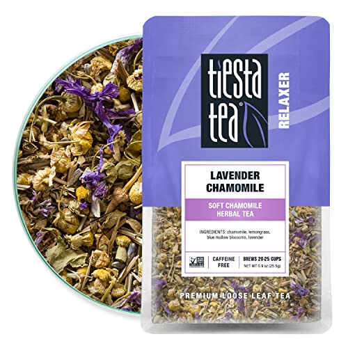 Tiesta Tea - Lavender Chamomile, Soft Chamomile Herbal Tea, Loose Leaf, Up to 25 Cups, Make Hot or Iced, Non-Caffeinated, 0.9 Ounce Resealable Pouch
