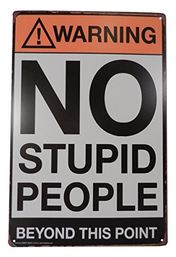 Warning No Stupid People Funny Tin Sign Bar Pub Garage Diner Cafe Home Wall Decor Home Decor Art Poster Retro Vintage