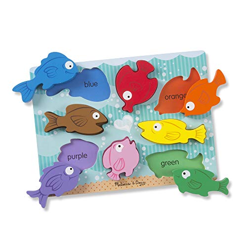 Book Cover Melissa & Doug Colorful Fish Wooden Chunky Puzzle (8 pcs)