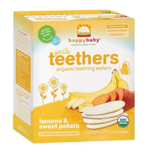 Happy Baby Gentle Teethers Organic Teething Wafers, Banana & Sweet Potato 12 ea (Pack of 1)