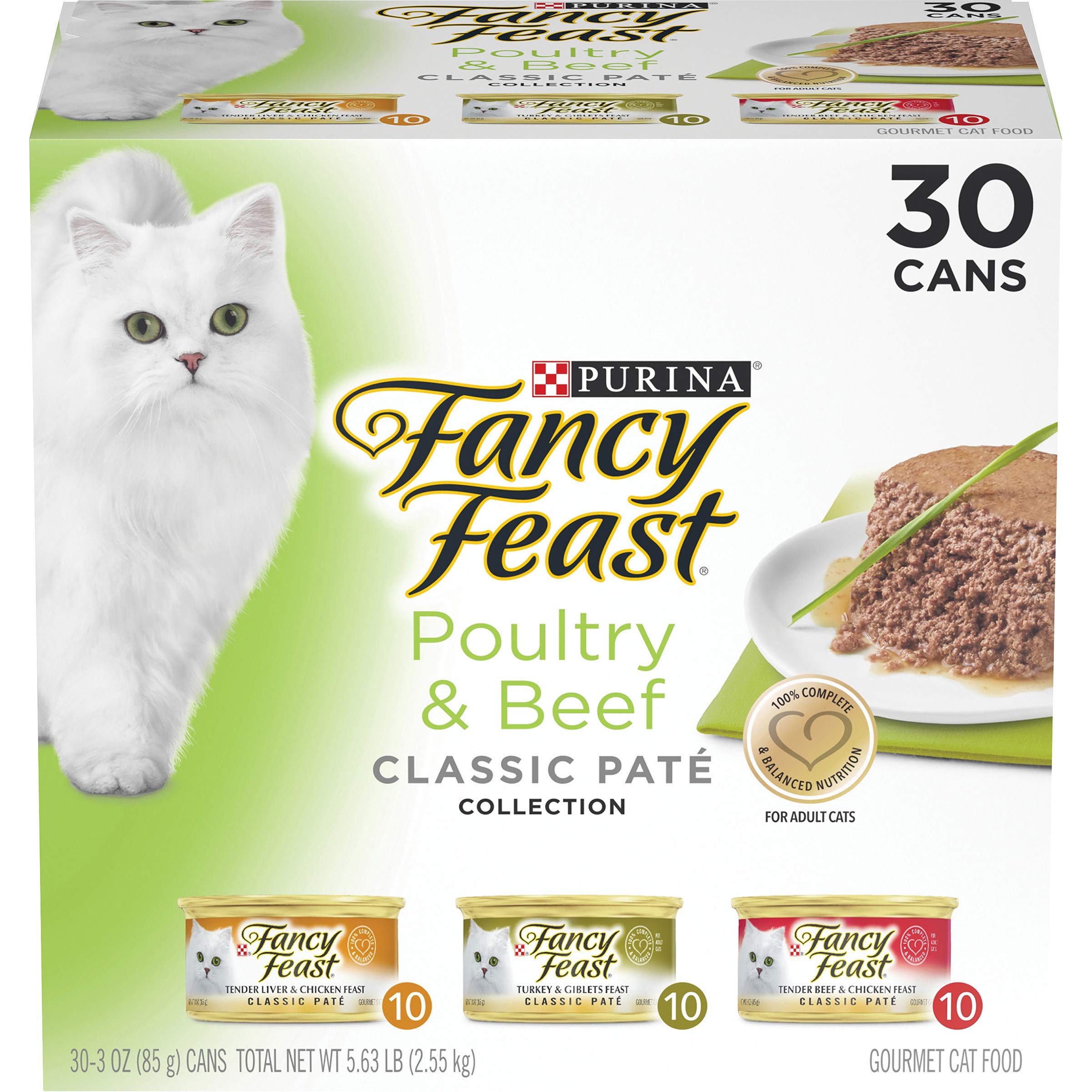 Book Cover Purina Fancy Feast Grain Free Pate Wet Cat Food Variety Pack, Poultry & Beef Collection - (30) 3 oz. Cans Classic Pate Variety Pack Poultry & Beef 3 Ounce (Pack of 30)