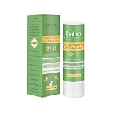 Babo Botanicals Nutri-Soothe Natural Lip Treatment Balm SPF 15 Sunscreen, 0.15 Ounce; Smoothes and Softens; Moisturizes and Protects with Organic Ingredients; Coconut Apple Flavor, Green